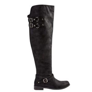 NWOB- Black Faux Leather Riding Boot Size 10 Wide Calf